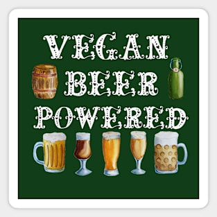 VEGAN BEER DESIGN  -VEGAN BEER POWERED -WHITE OKTOBERFEST TEXT Magnet